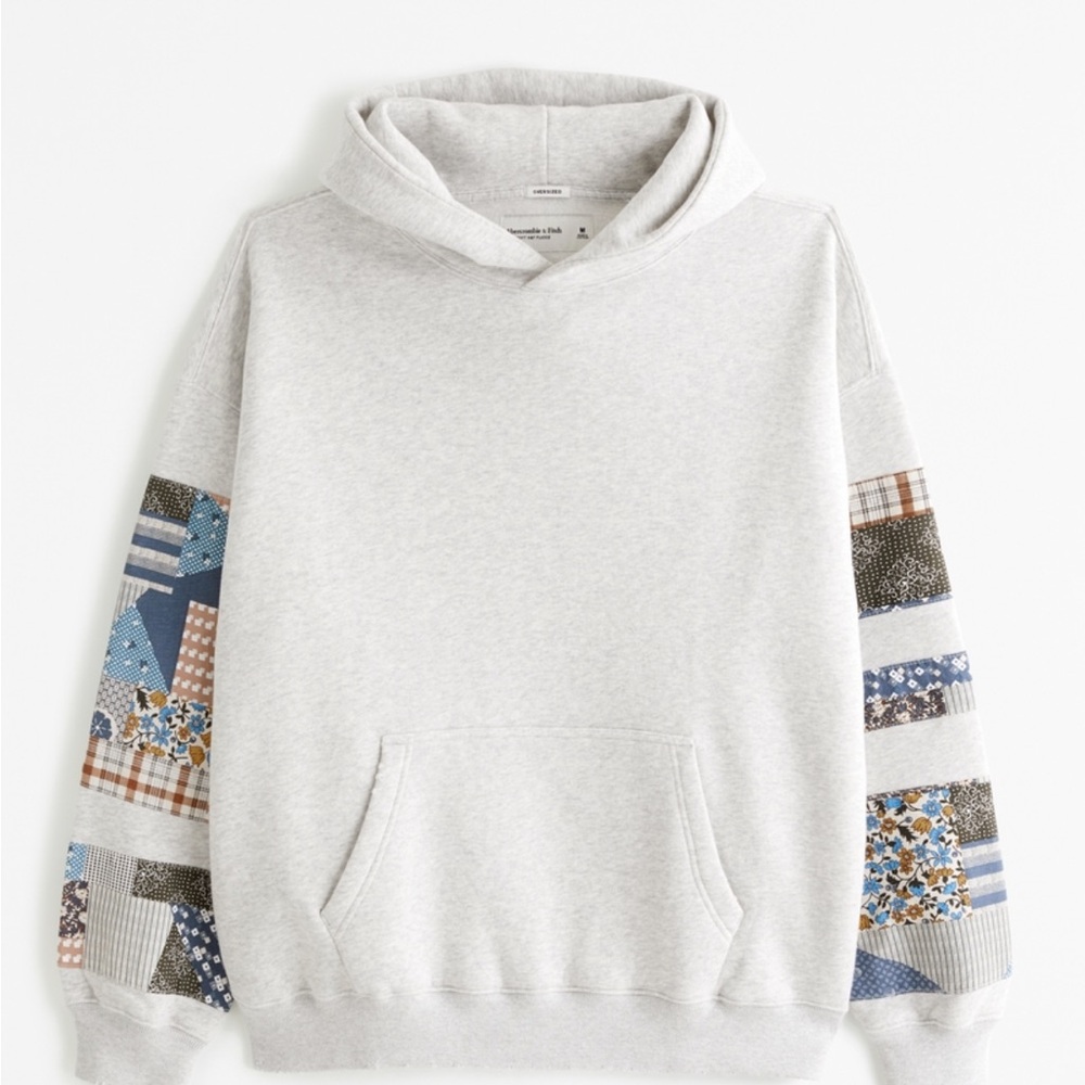 Light Heather Gray Patchwork Hoodie